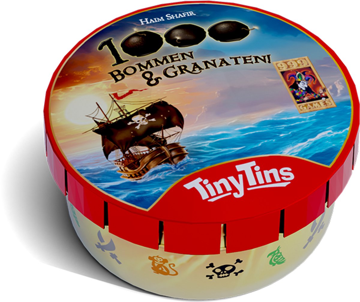 999 Games - Tiny Tins: 1000 Bommen en Granaten -een grote buit in een klein schatkistje! - Reisspel - Familiespel - Klein cadeautje