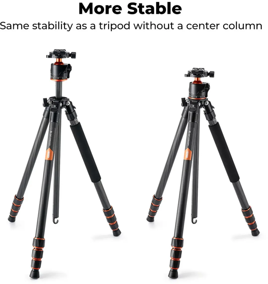 K&F Concept A254C4 BH-35L Carbon Statief - 4 Secties - Zwart - afbeelding 6 van 6