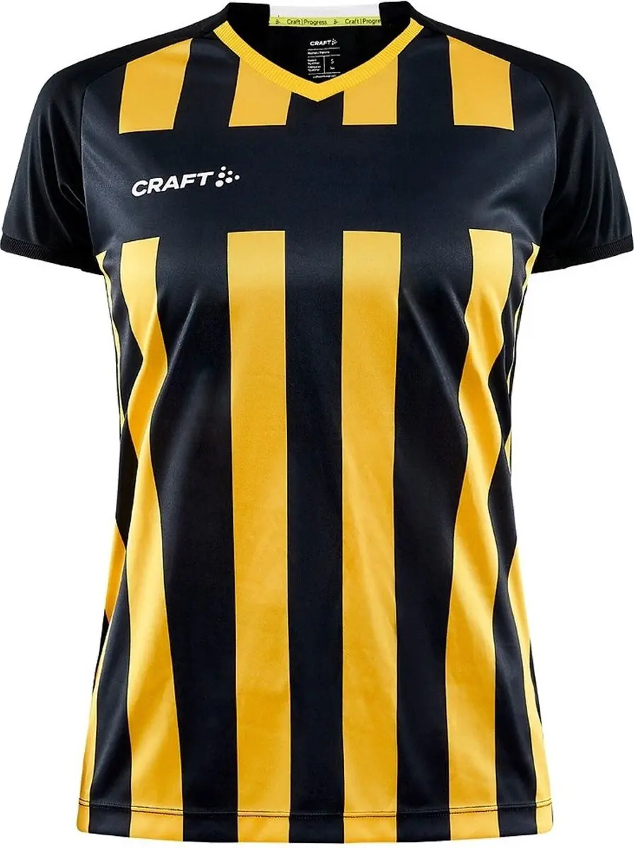 Craft Progress 2.0 Stripe Shirt Dames - Geel/Zwart XXL