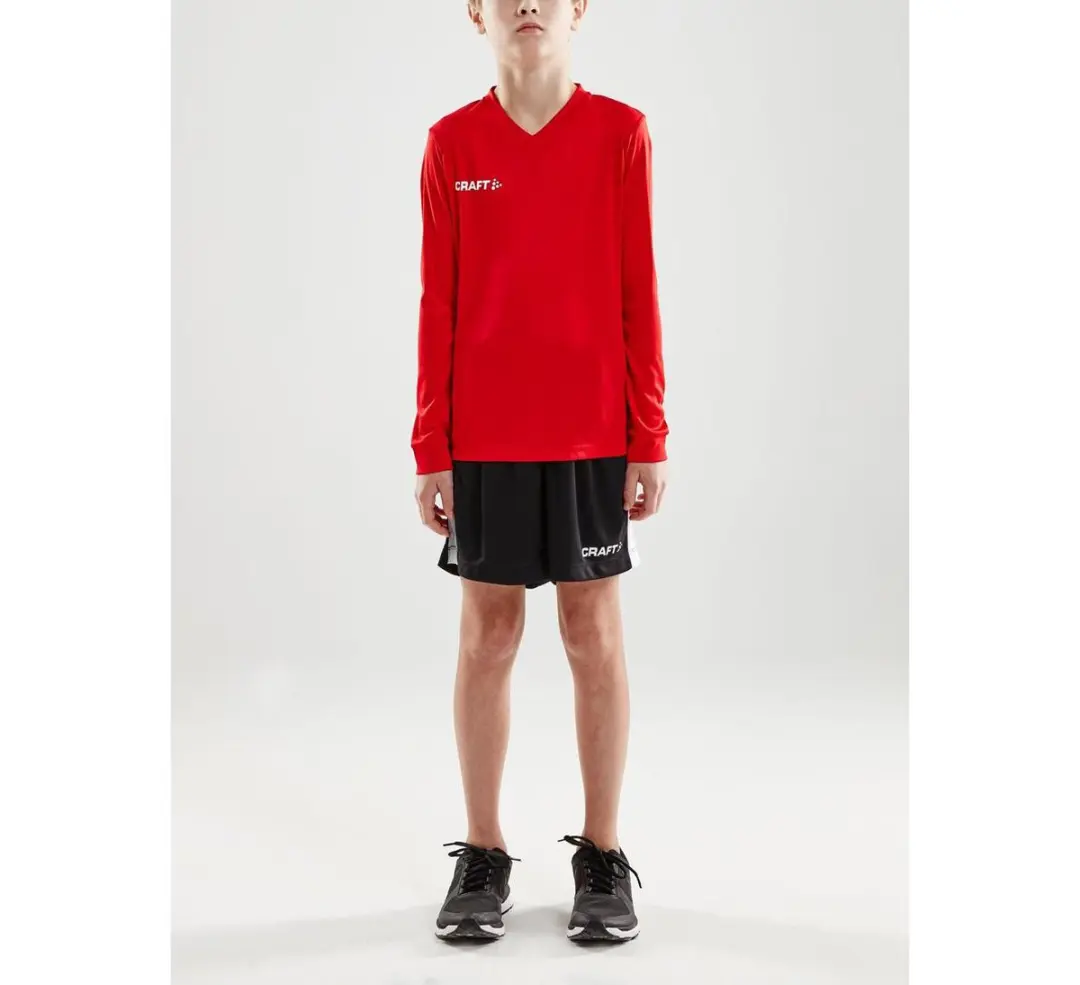 Craft Squad Jersey Solid LS Sportshirt Junior - Maat 122 - Rood/Wit