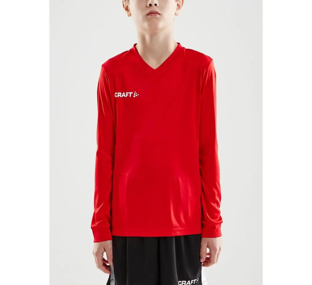 Craft Squad Jersey Solid LS Sportshirt Junior - Maat 122 - Rood/Wit
