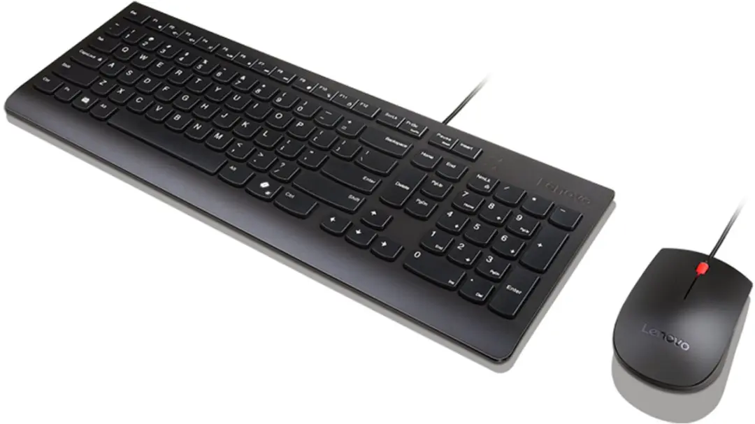 Lenovo Essential Wired Combo 4X31R64439 Toetsenbord & Muis - US Euro Layout - Zwart