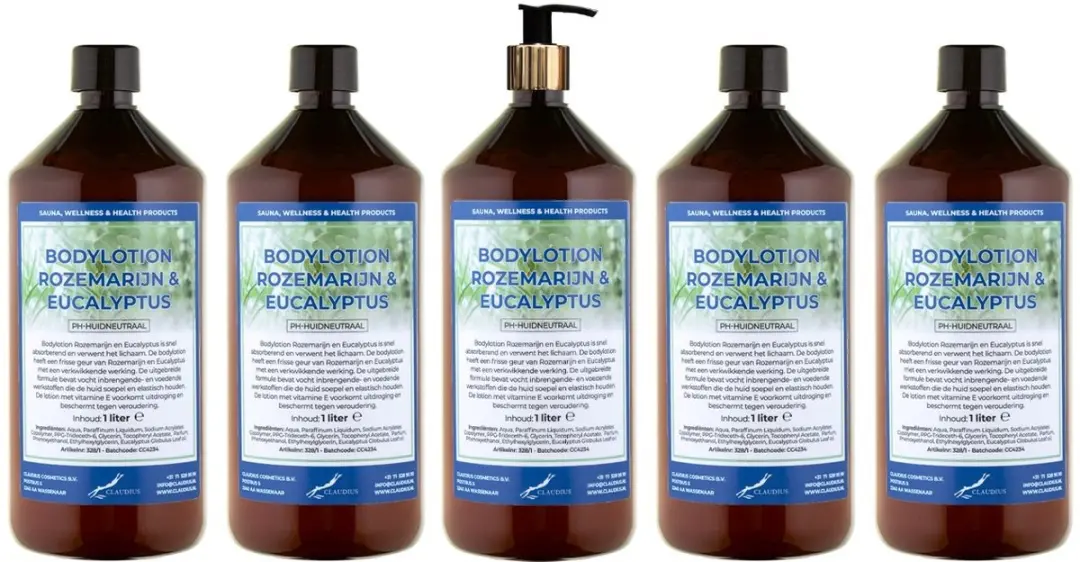 Splashbox Cosmetics Rozemarijn & Eucalyptus Bodylotion 5L - 5 Stuks