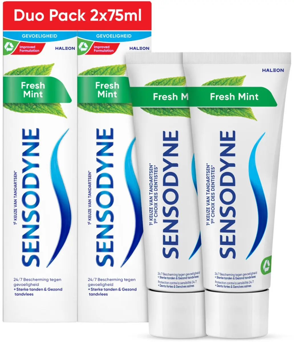 Sensodyne Fresh Mint Tandpasta - 25 Stuks (2x75ml) - Gevoelige Tanden