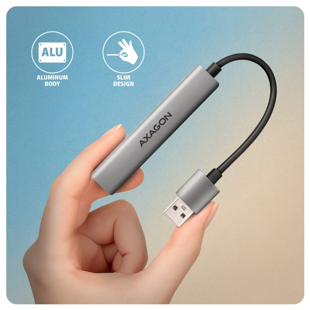 Axagon HUE-STA USB-hub 4 Poorten - Grijs - afbeelding 6 van 6