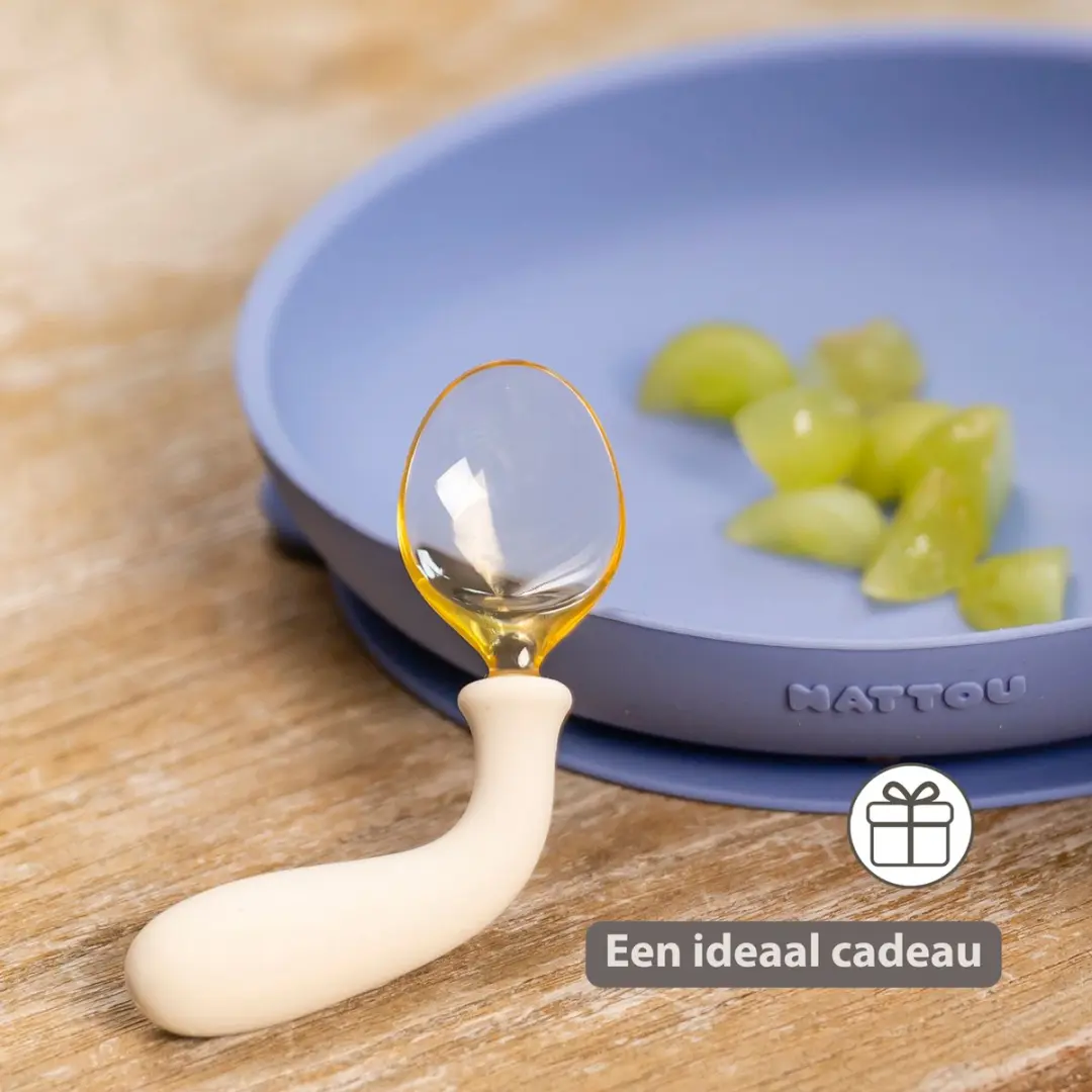 Nattou Mealtime Plooibaar Babybestek - Lepel & Vork 12cm - Ecru