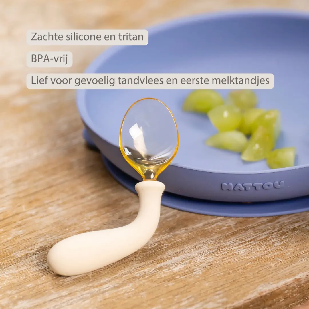 Nattou Mealtime Plooibaar Babybestek - Lepel & Vork 12cm - Ecru