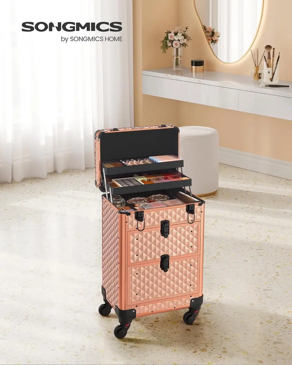 Songmics Make-up Koffer Trolley JHZ008A01 - 34x24x56cm - Champagnegoud