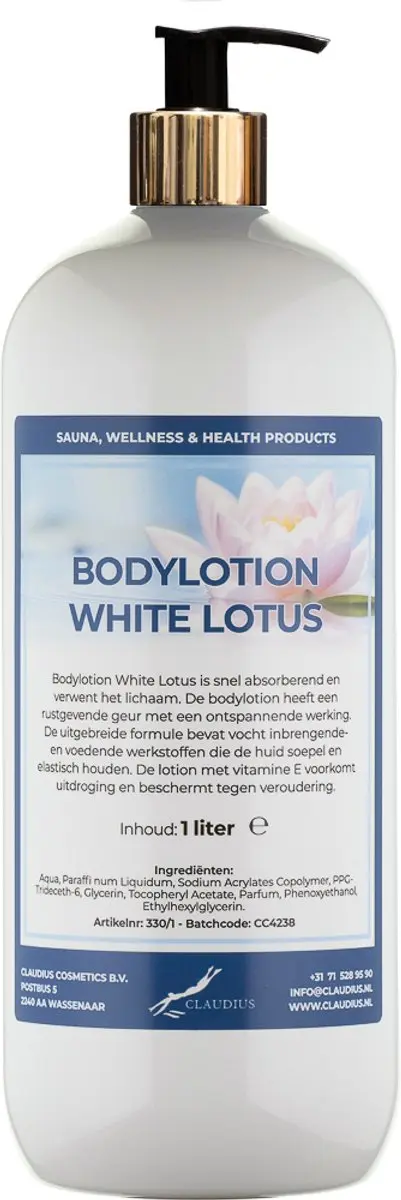 Splashbox Cosmetics White Lotus Bodylotion 1L - Gouden pomp