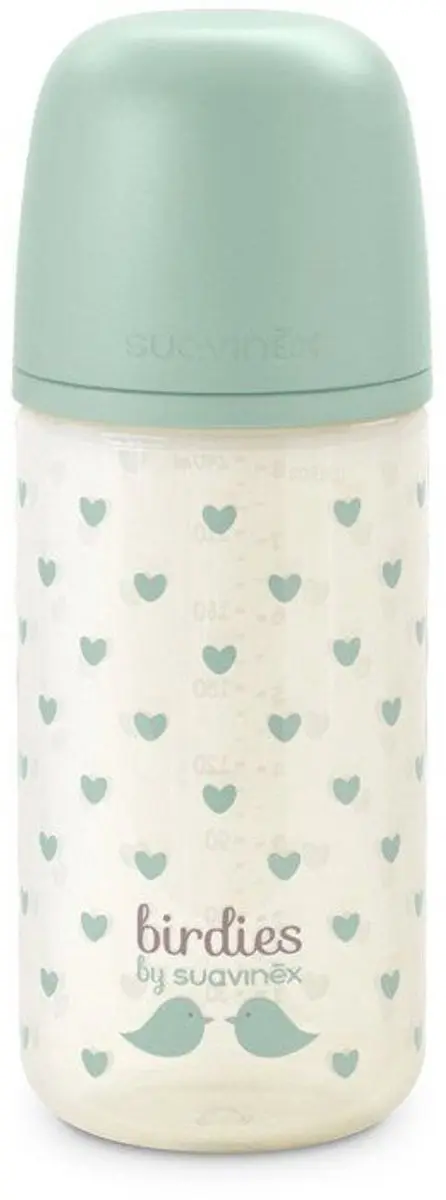Suavinex Birdies Glas Babyfles 240ml - Groen