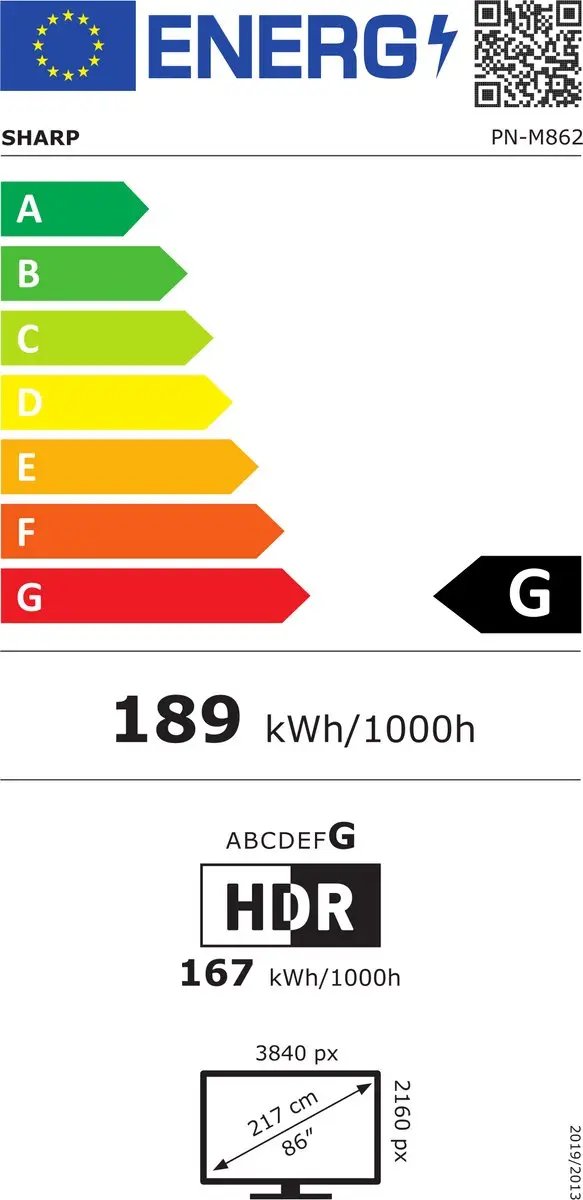 Sharp MultiSync M862 PNM862 Digitale Signage 86" 4K - 550 cd/m² - Zwart