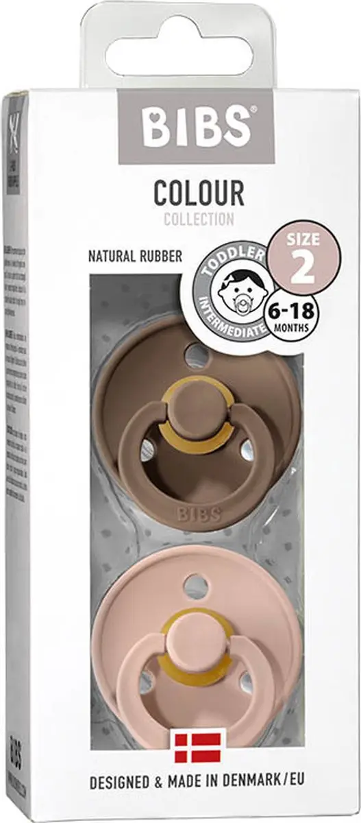 BIBS T2 Fopspenen 6-18 maanden - Dark Oak & Blush
