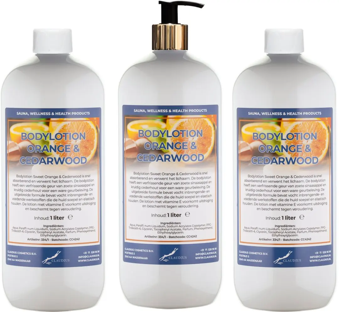 Splashbox Cosmetics Sweet Orange & Cedarwood Bodylotion 3L - 3 Stuks