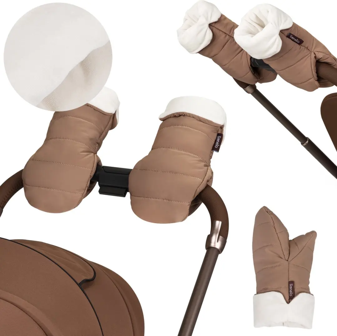 Lionelo Handmuff Oli Kinderwagen Handschoenen - Bruin/Nutt - Magnetisch - 2 Stuks