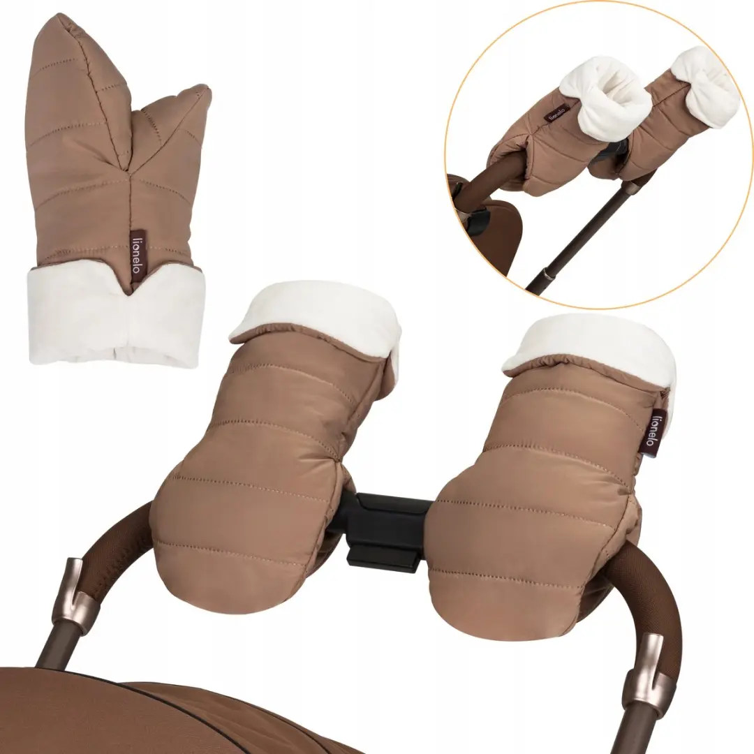 Lionelo Handmuff Oli Kinderwagen Handschoenen - Bruin/Nutt - Magnetisch - 2 Stuks
