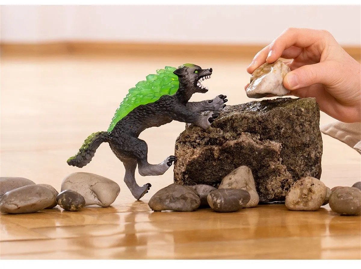 Schleich speelfiguur Eldrador Creatures Granieten Wolf fantasie speelgoed.