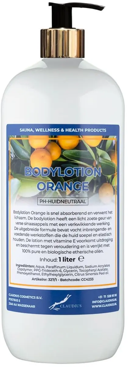 Splashbox Cosmetics Bodylotion Orange 1L - Gouden pomp