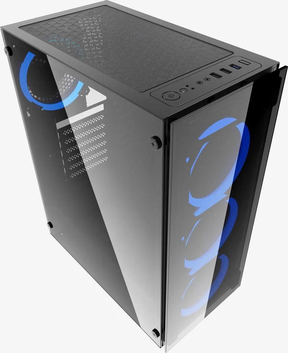 Gembird CCC-FC-1500RGB Midi Tower - Zwart/Transparant