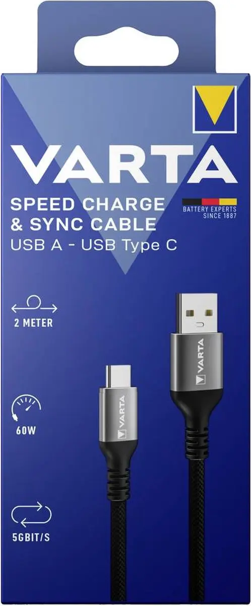 Varta 57935101111 USB-kabel USB-A naar USB-C 2.00m