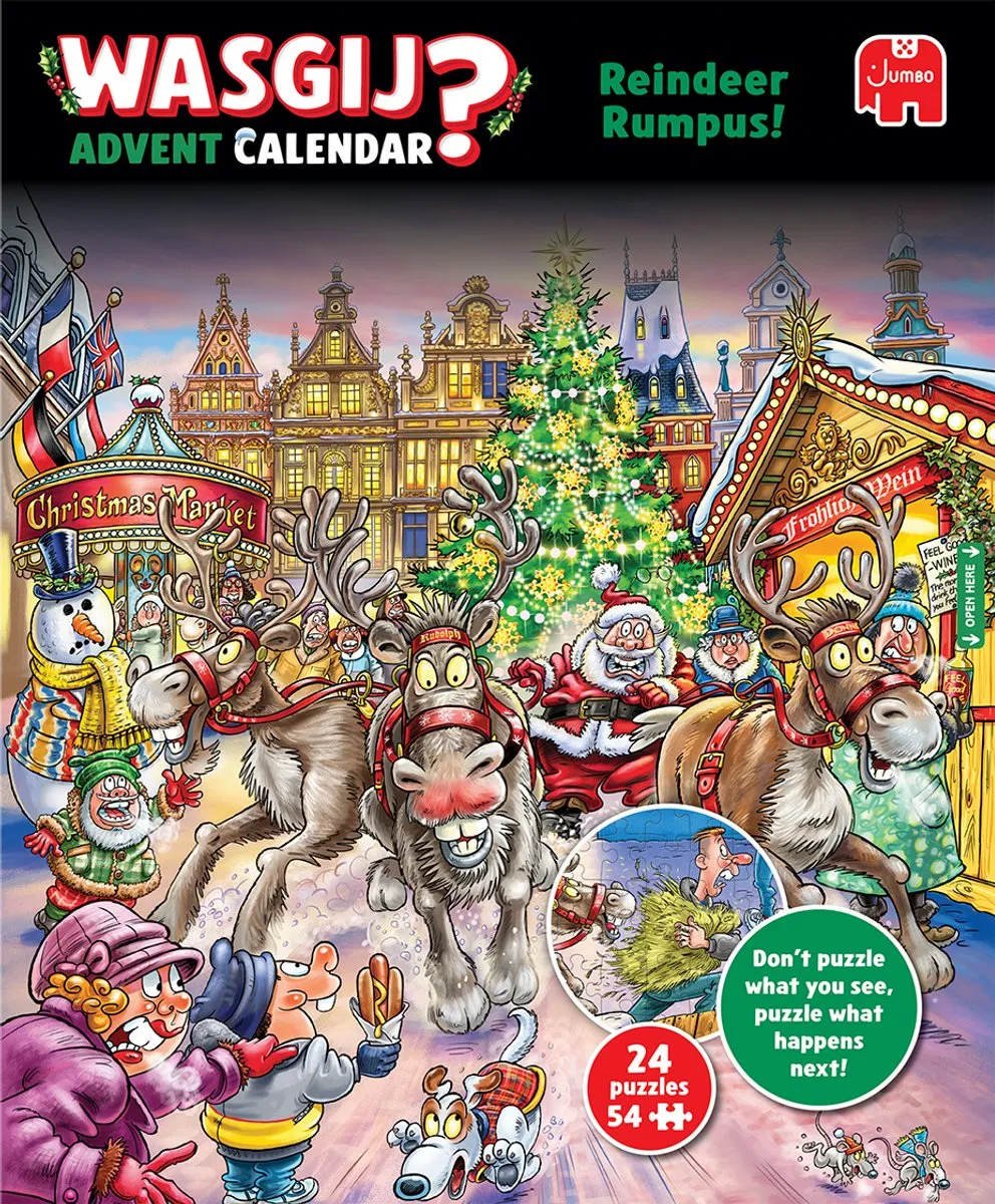 Wasgij Kerstmis Adventskalender Rendier-ravage! 60577 - 24 Puzzels 54 Stuks