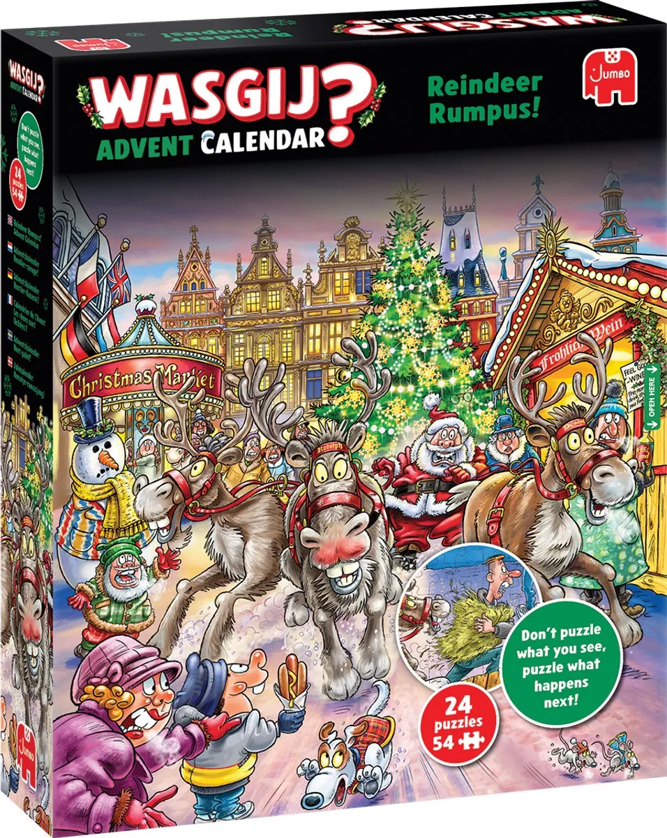 Wasgij Kerstmis Adventskalender Rendier-ravage! 60577 - 24 Puzzels 54 Stuks