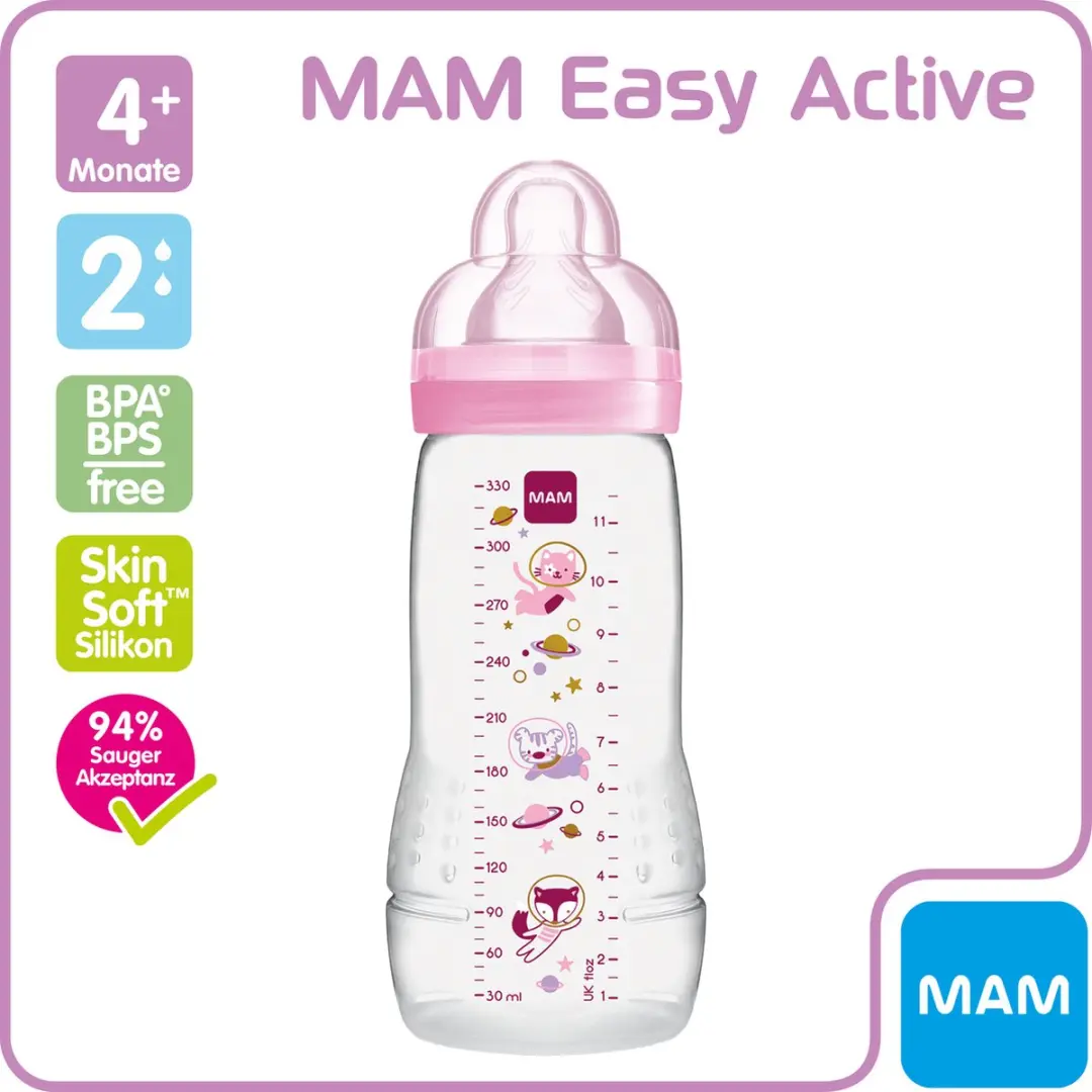MAM Easy Active Fles 330ml - Roze