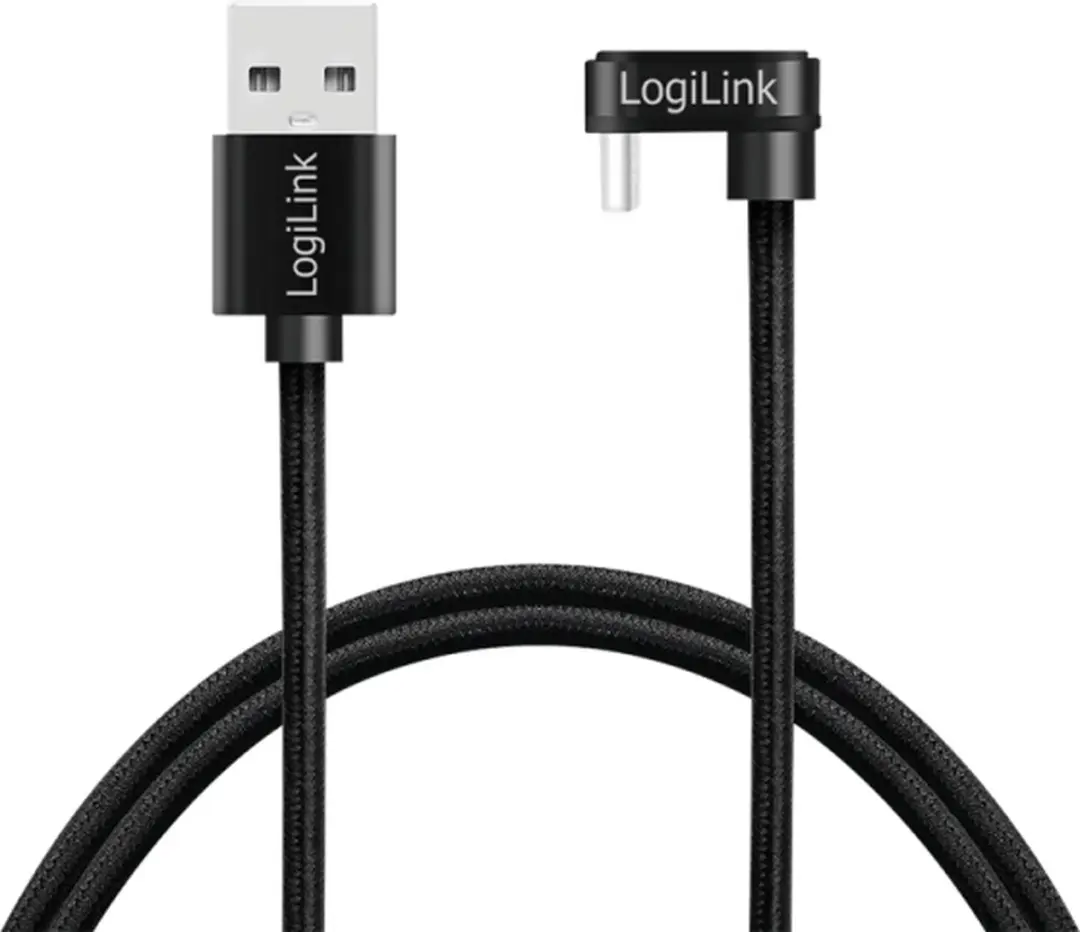 Logilink CU0192 USB-C naar USB-A Kabel 1m - Gehoekt - Zwart - afbeelding 6 van 6