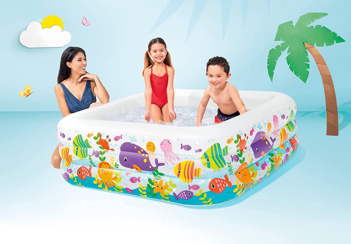 Intex Aquariumzwembad aan het meer - bovengronds zwembad voor kinderen - peuterbad - 159 x 159 x 50 cm - voor 3 jaar en ouder