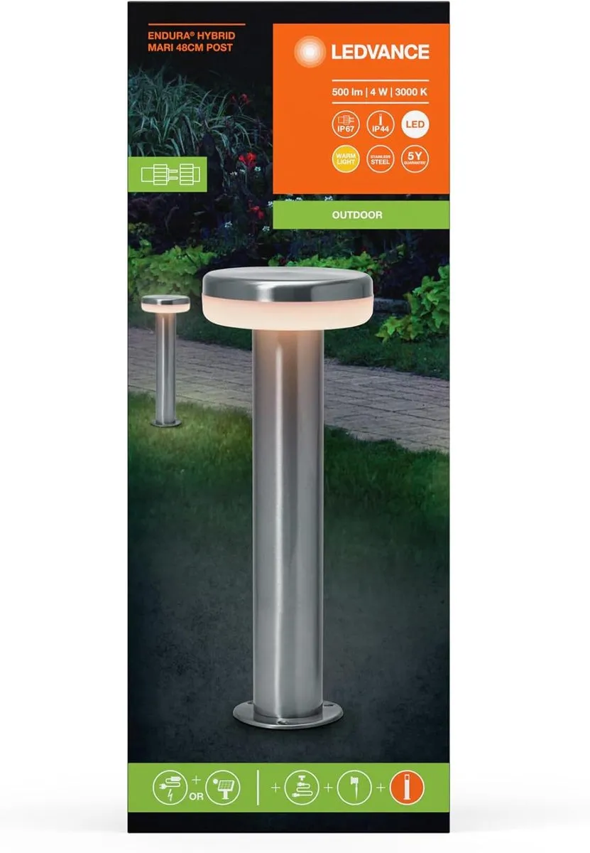 LEDVANCE Endura Hybrid Mari Buitenlantaarn 4W - 240lm - IP44/IP67 - Zonne/netvoeding