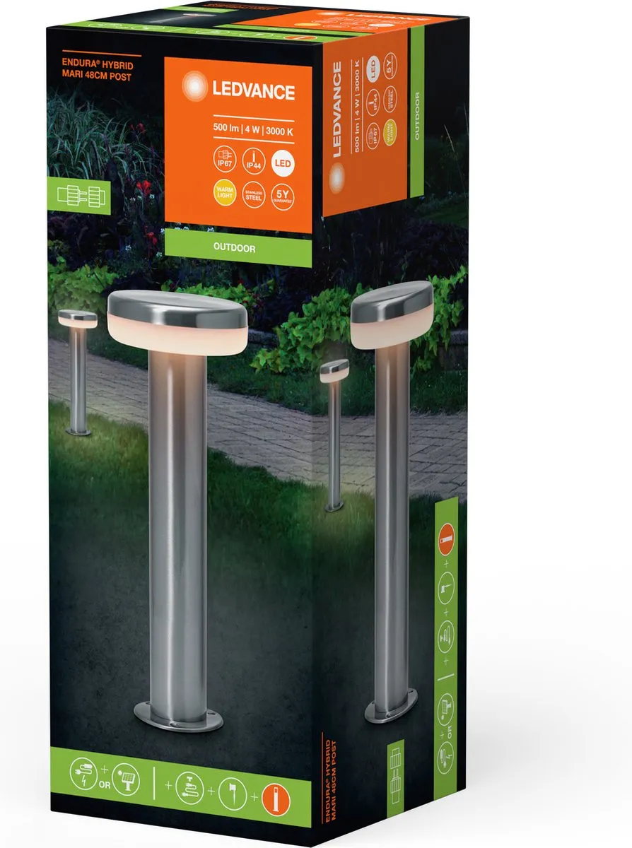 LEDVANCE Endura Hybrid Mari Buitenlantaarn 4W - 240lm - IP44/IP67 - Zonne/netvoeding - afbeelding 6 van 6