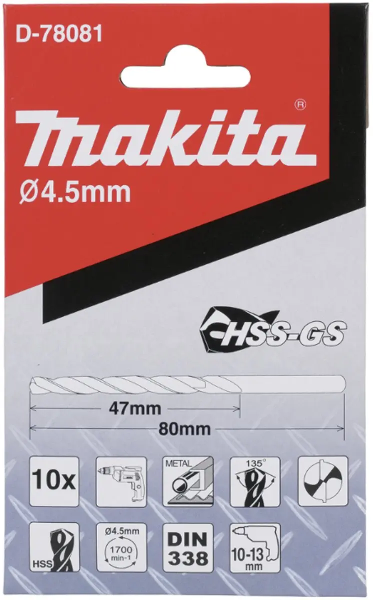 Makita Metaalboren HSS-GS 4,5x80mm