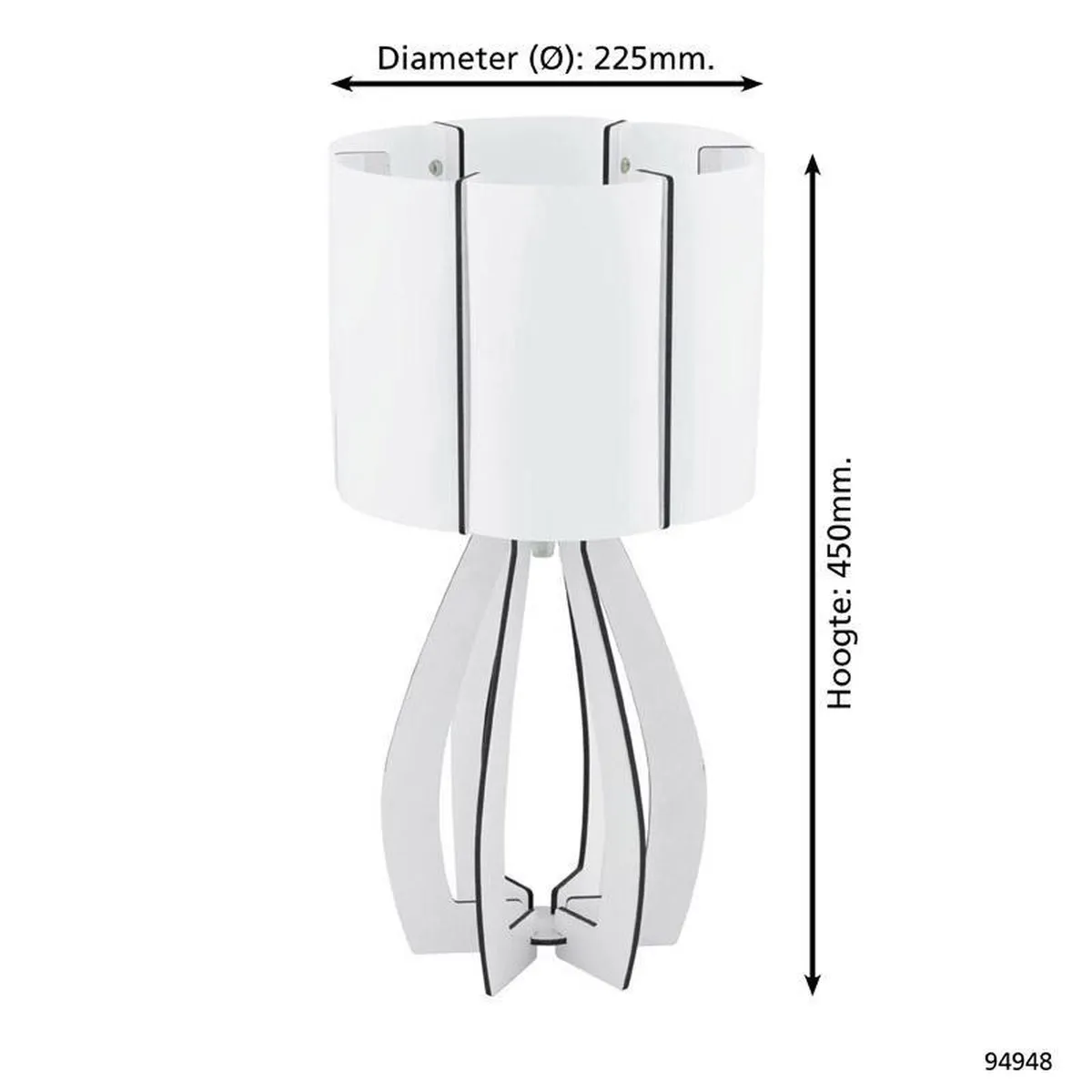 Eglo Cossano Tafellamp 1 Licht - Ø22,5cm - Wit - afbeelding 4 van 4