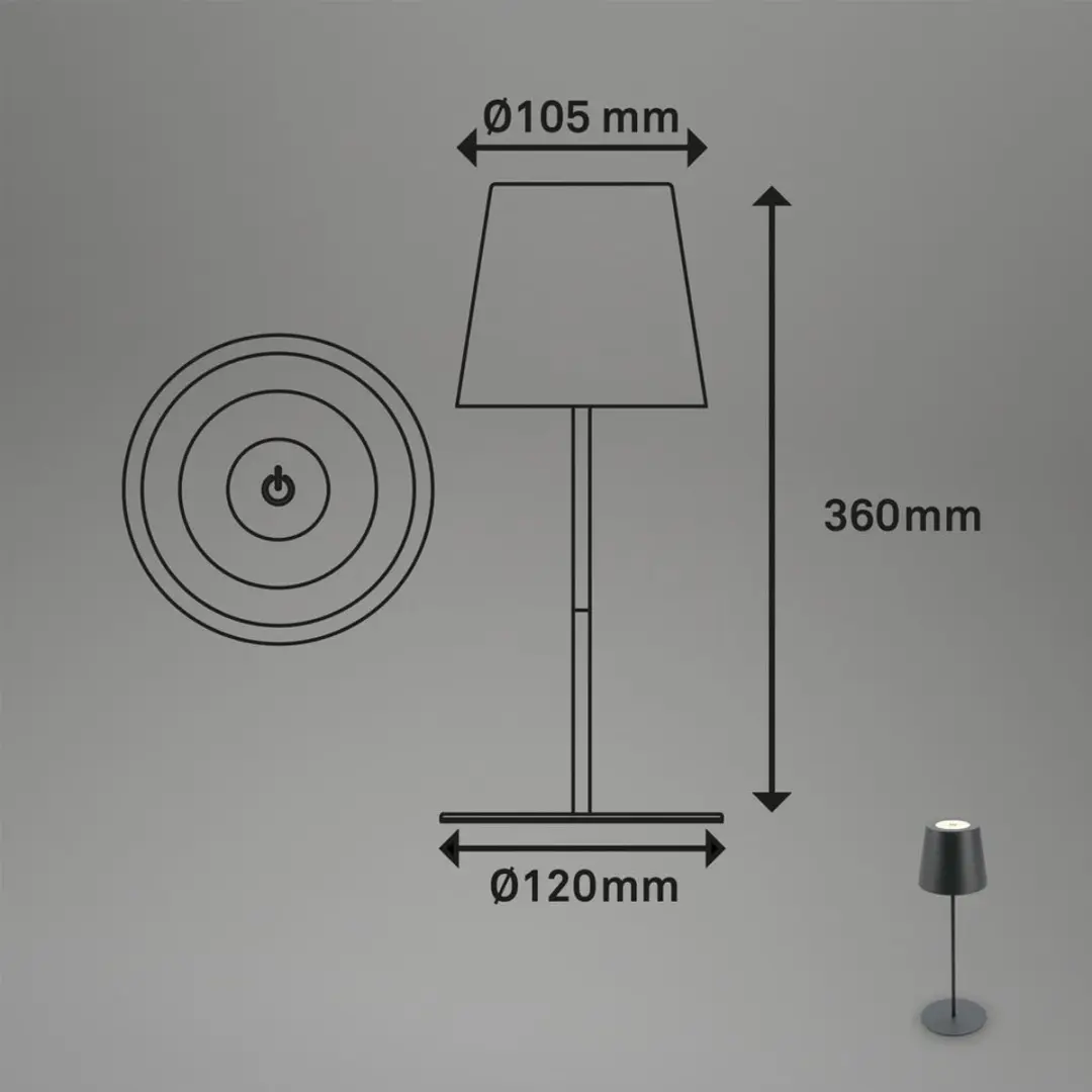 Briloner Set van 2 Oplaadbare Tafellampen IP44 - Antraciet
