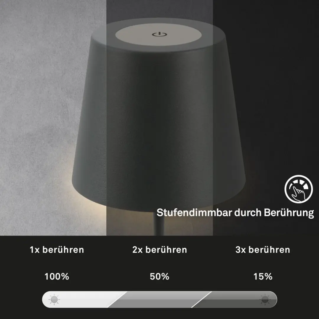 Briloner Set van 2 Oplaadbare Tafellampen IP44 - Antraciet