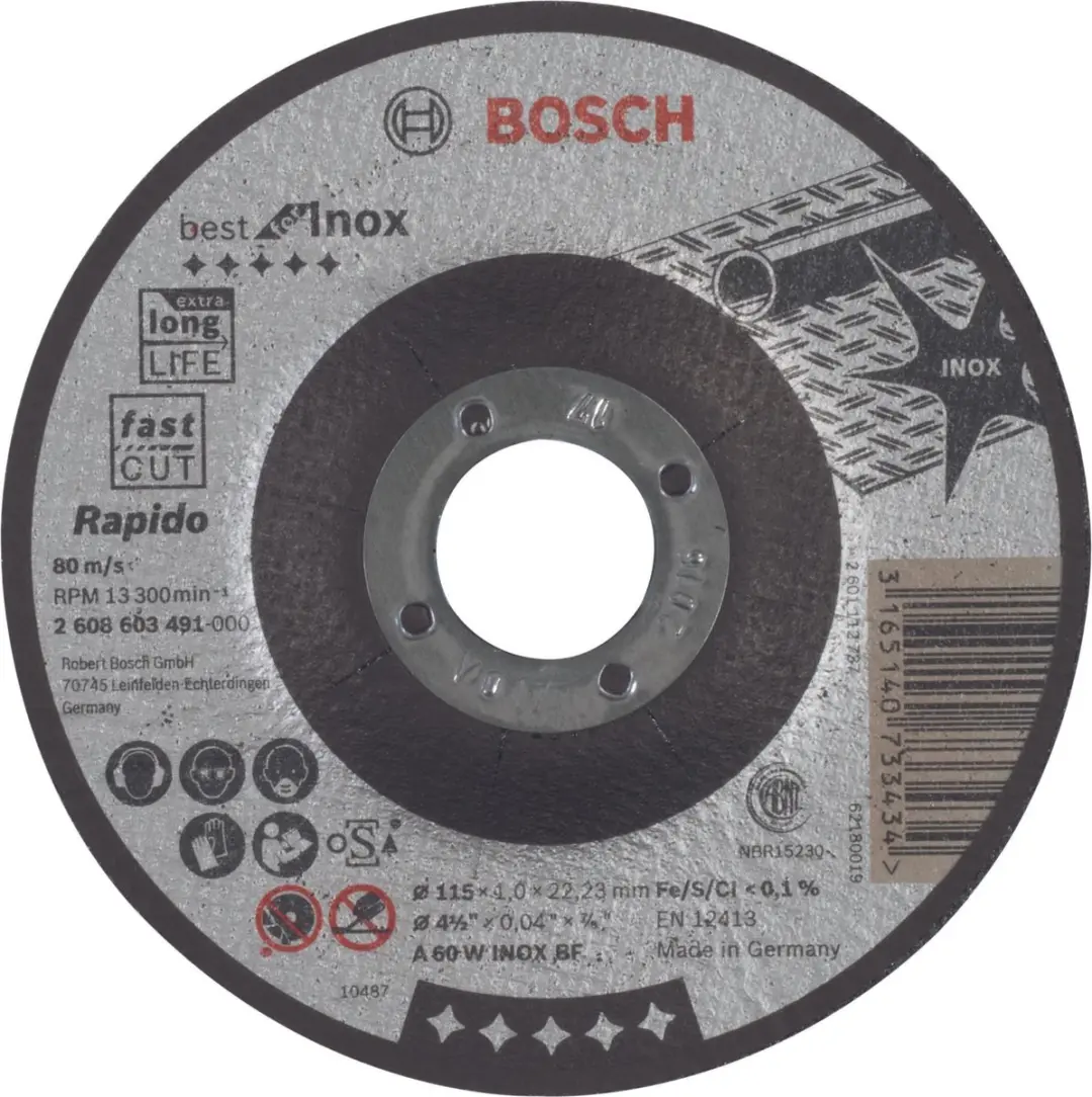 Bosch Rapido A 60 W INOX BF Doorslijpschijf 115mm