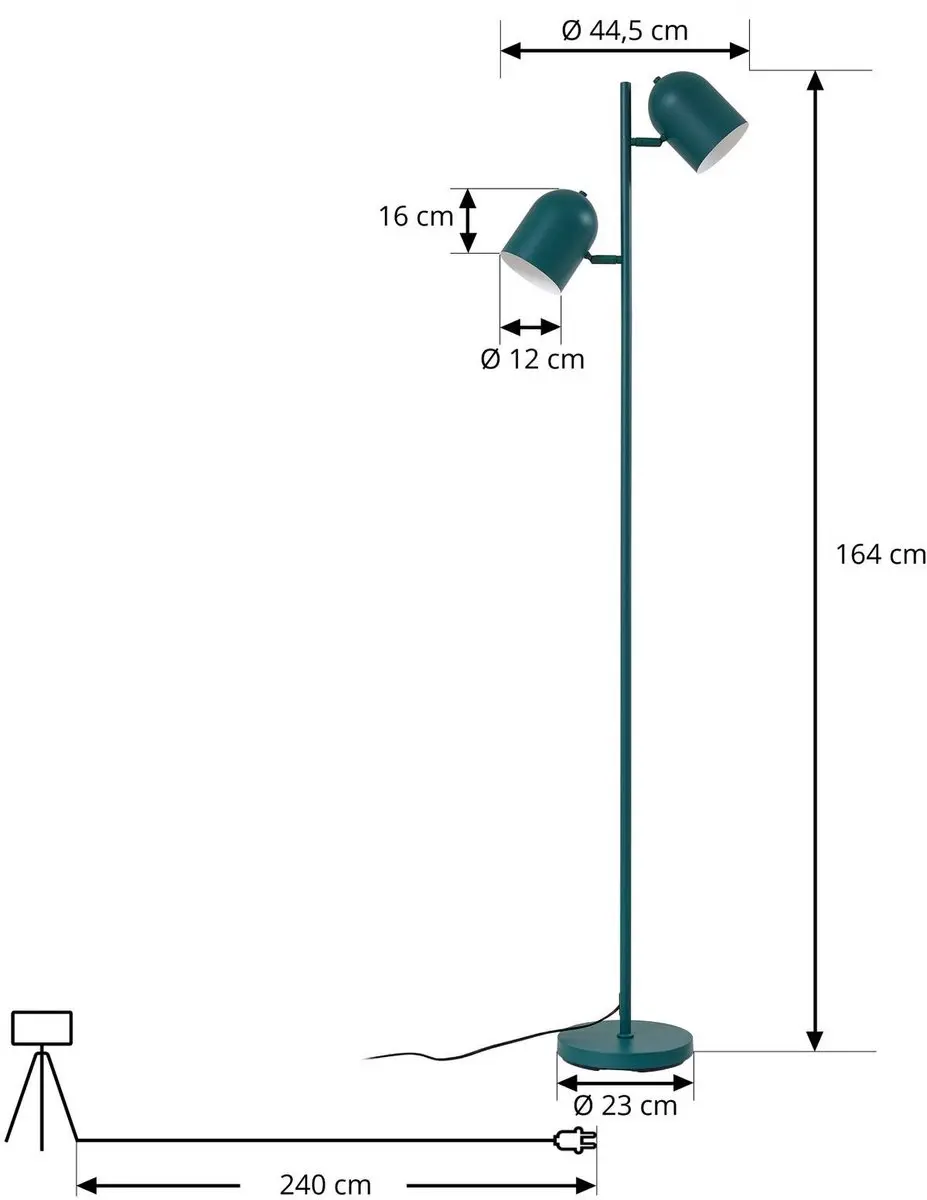Lindby Vloerlamp 2-lichts Metaal - 165 cm - Groen