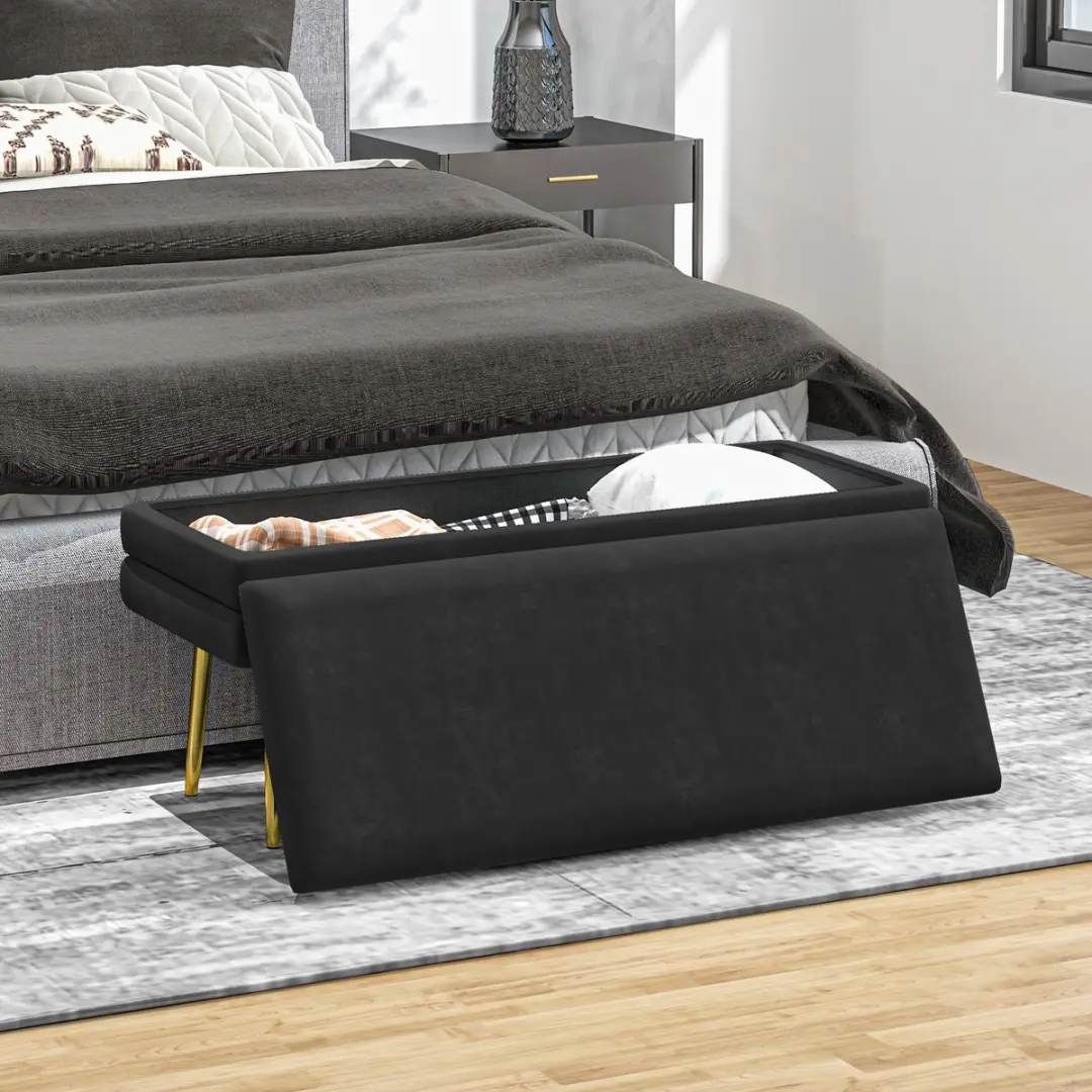 Homcom Sitzbank - 100x37,5x42cm - 1 Vak - Zwart - afbeelding 3 van 6