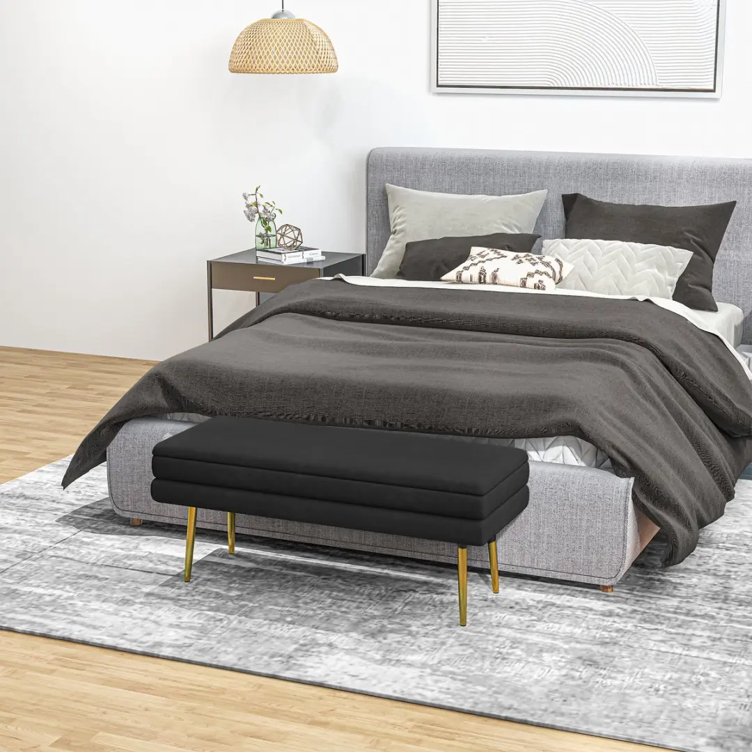 Homcom Sitzbank - 100x37,5x42cm - 1 Vak - Zwart - afbeelding 4 van 6