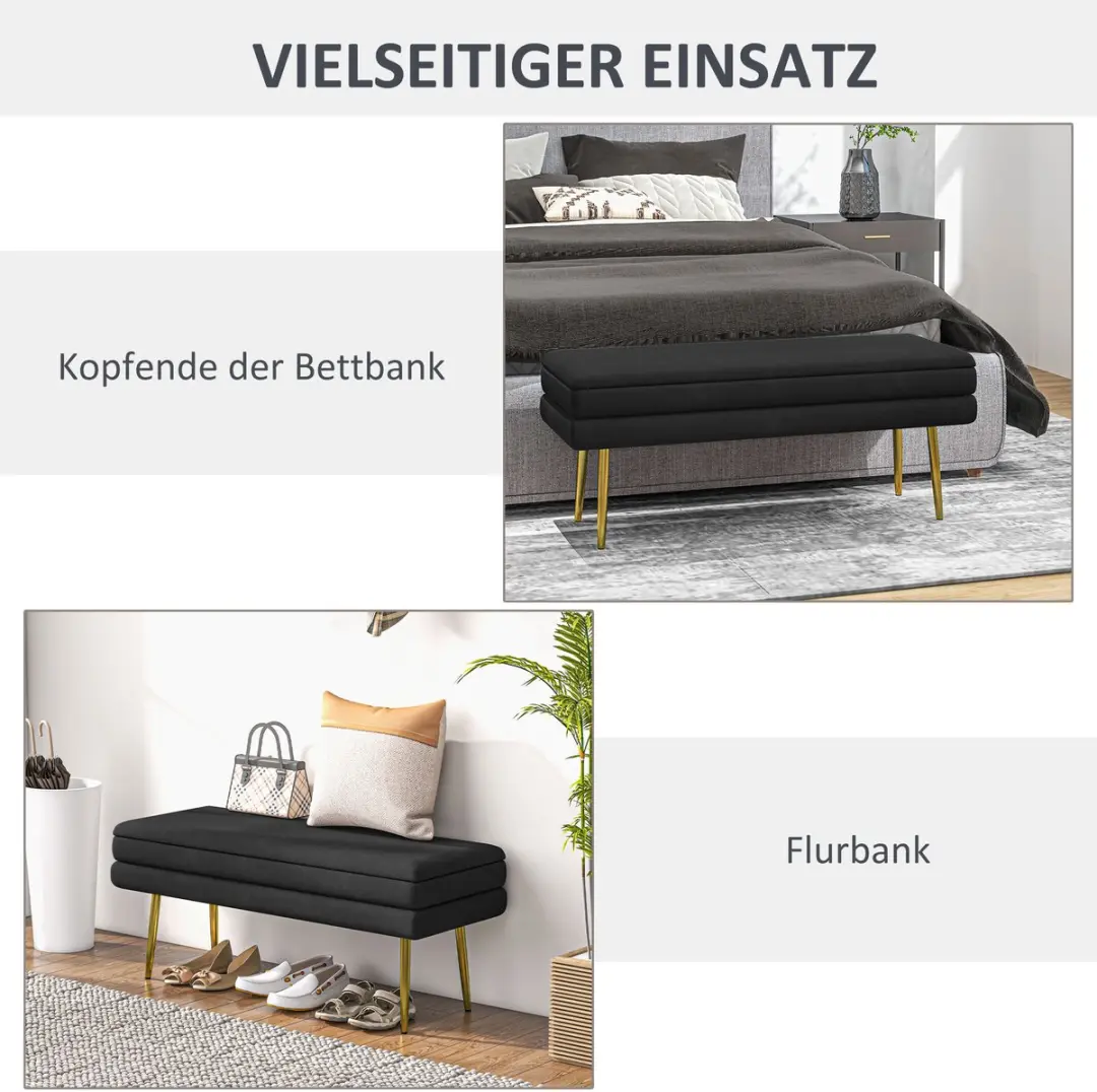 Homcom Sitzbank - 100x37,5x42cm - 1 Vak - Zwart - afbeelding 6 van 6