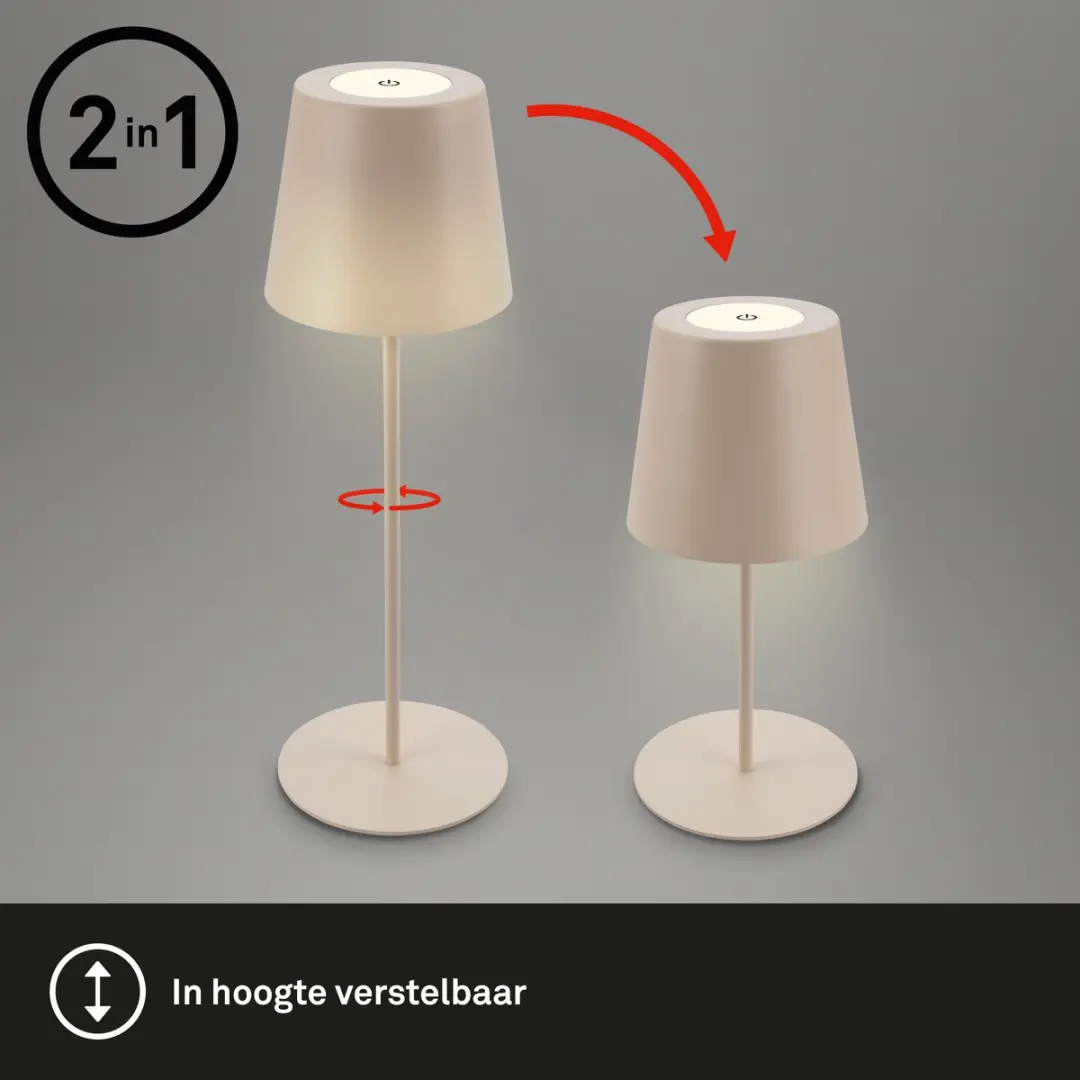 Briloner Kiki Oplaadbare Tafellampen Set - 2 Stuks - Beige