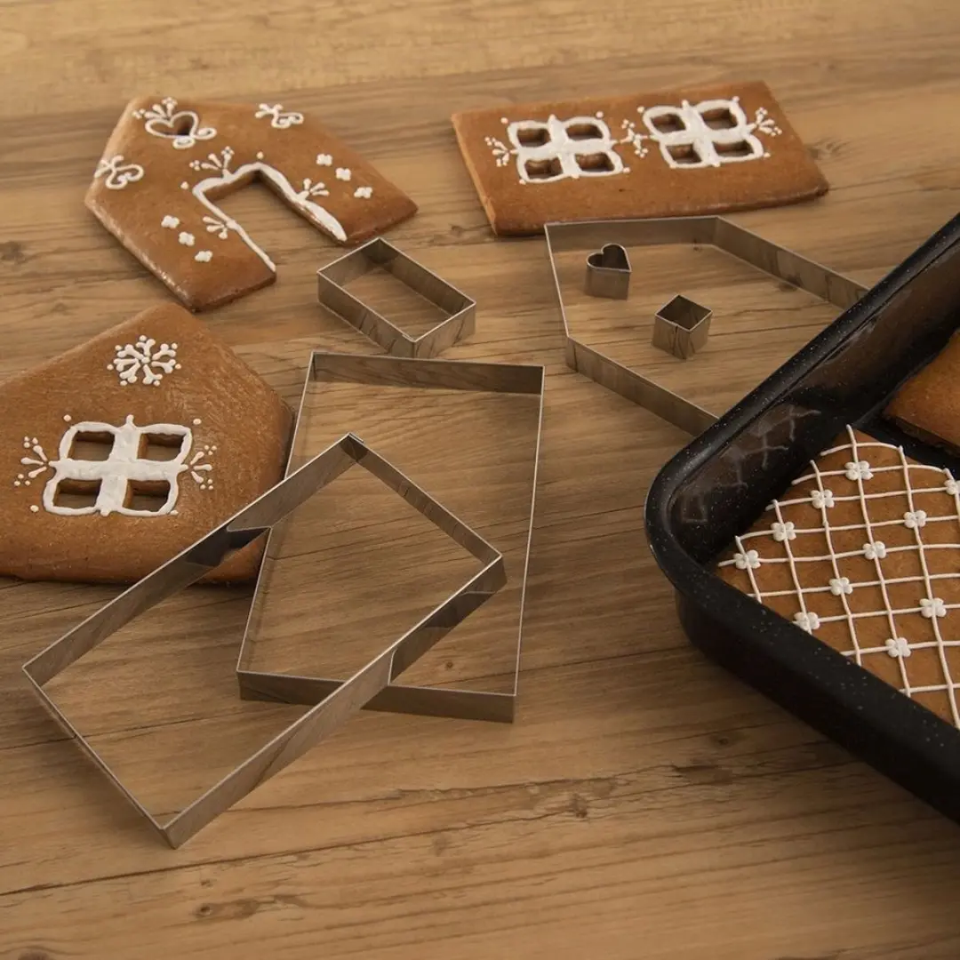 Orion 3D Kersthuisje Koekjesvorm - 6 Stuks - Zilver
