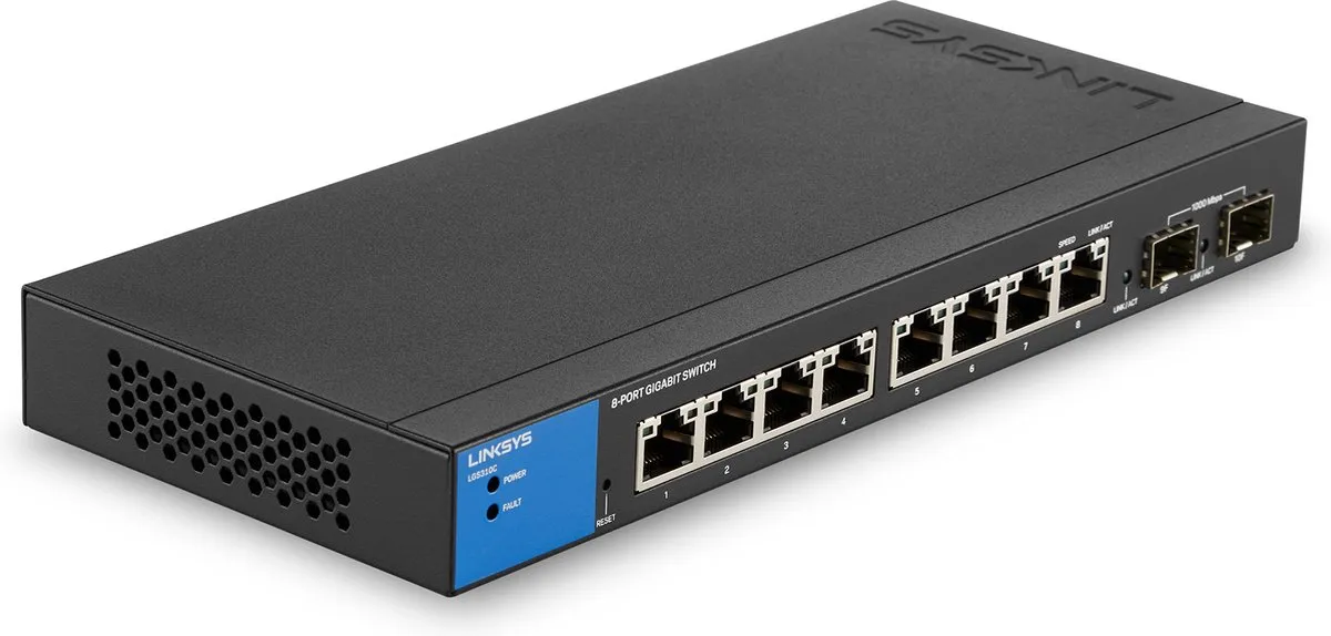 Linksys LGS310C - Netwerk Switch - Managed - 8-Poorten - 2 SFP Poorten- Zwart