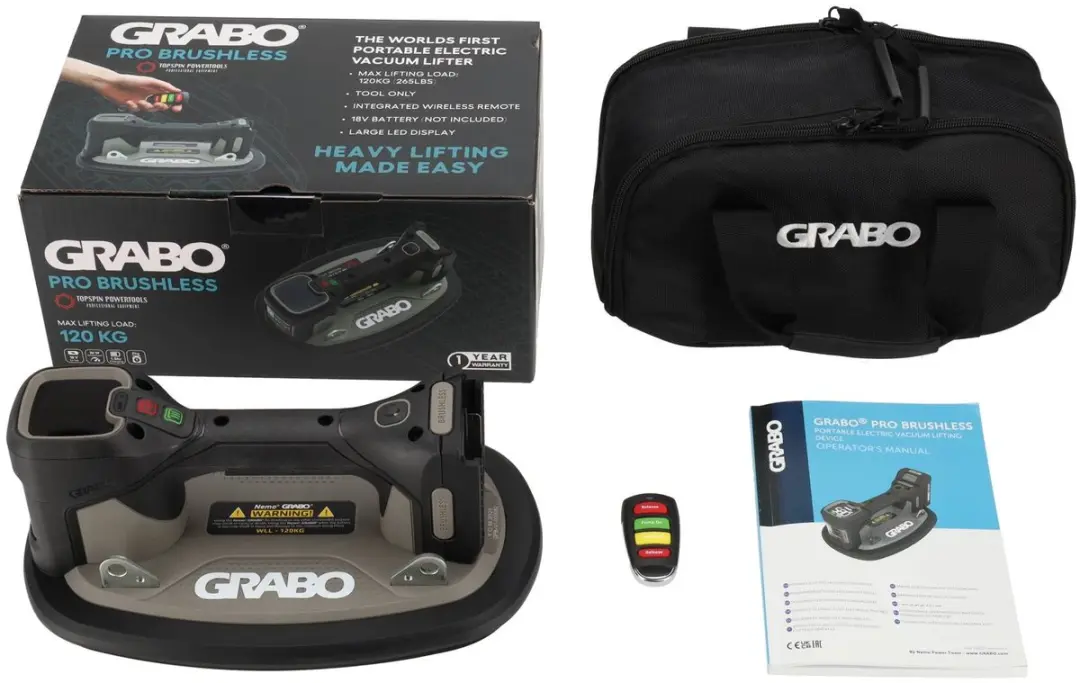 Grabo Pro Brushless Zuignap - 120 kg - Zwart/Grijs