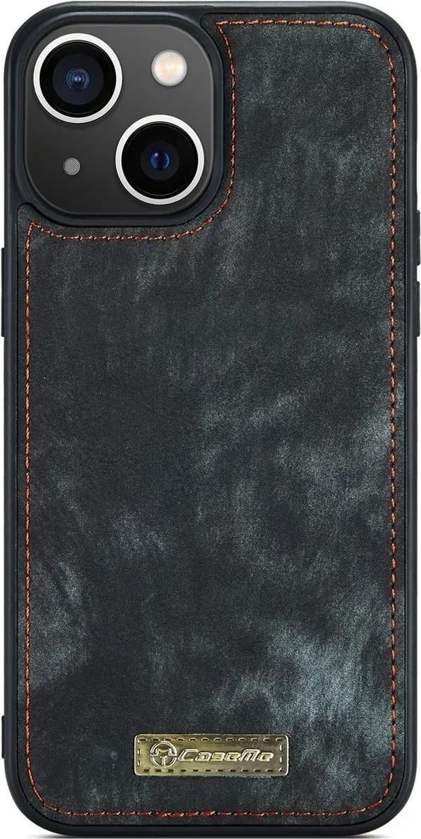CaseMe iPhone 15 Wallet Rits Book Case - PU Leer - 8 Pasjes - Zwart