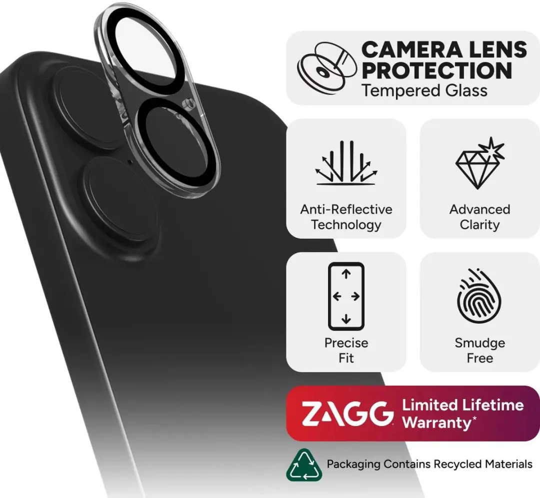 ZAGG InvisibleShield Glass Elite iPhone 16/16 Plus Camera Beschermer