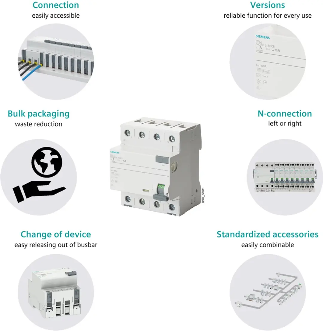 Siemens 5SV36468 RCCB 63A 0.3A 400V