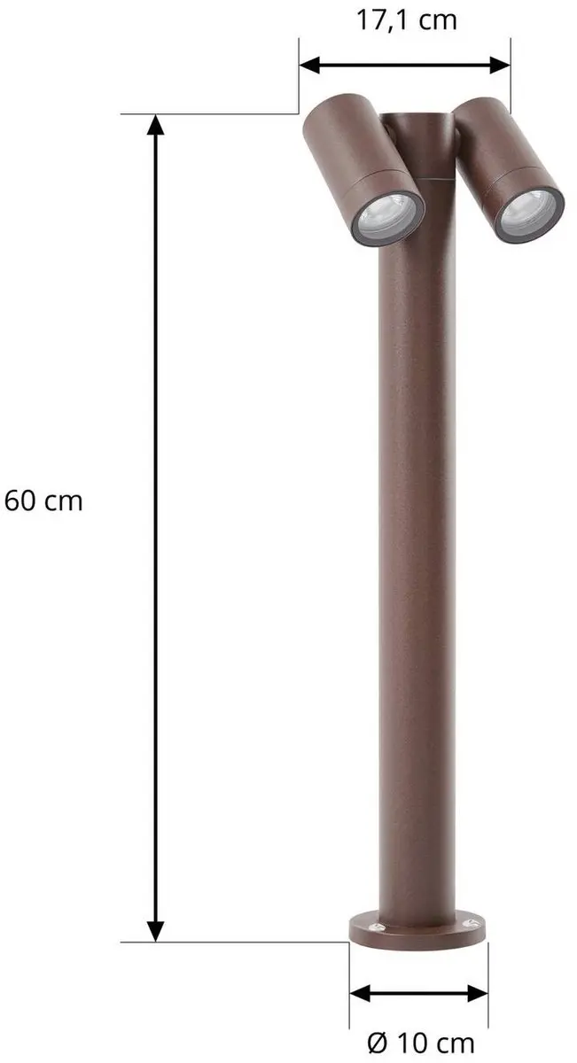 PRIOS Padverlichting Zuillamp Aluminium Glas 60cm GU10 Roest