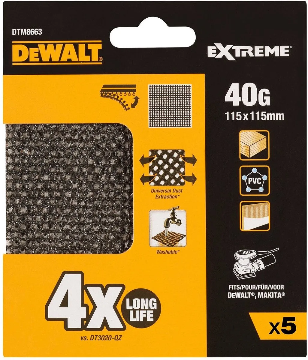 DeWalt DTM8663 Mesh Schuurgaas 115x115mm K40 - 1 Stuk - afbeelding 2 van 3