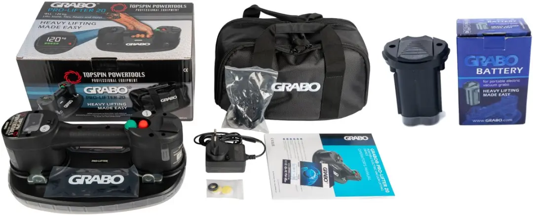 Grabo Pro in Tas + Extra Accu Handvacuümzuiger 120 kg - Zwart