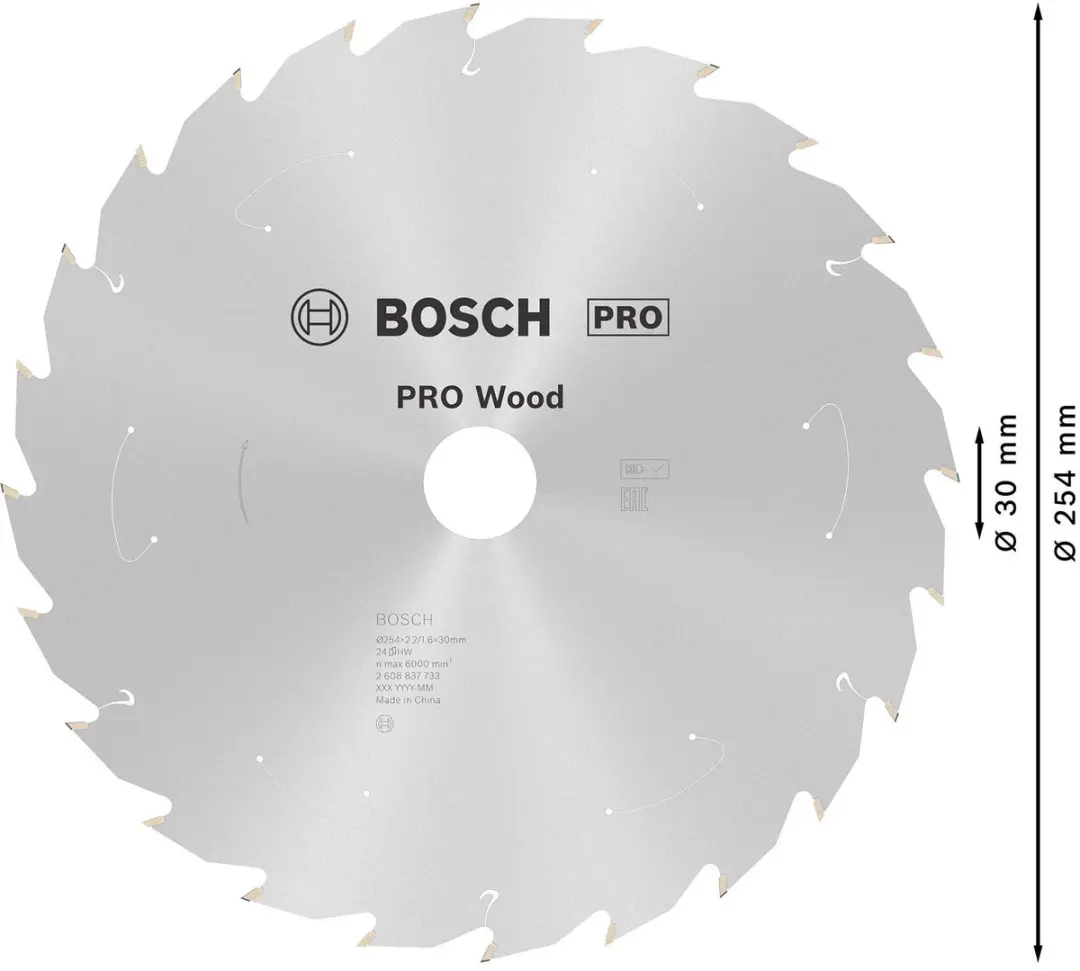 Bosch Professional PRO Wood Zaagblad 254x2,2x30mm